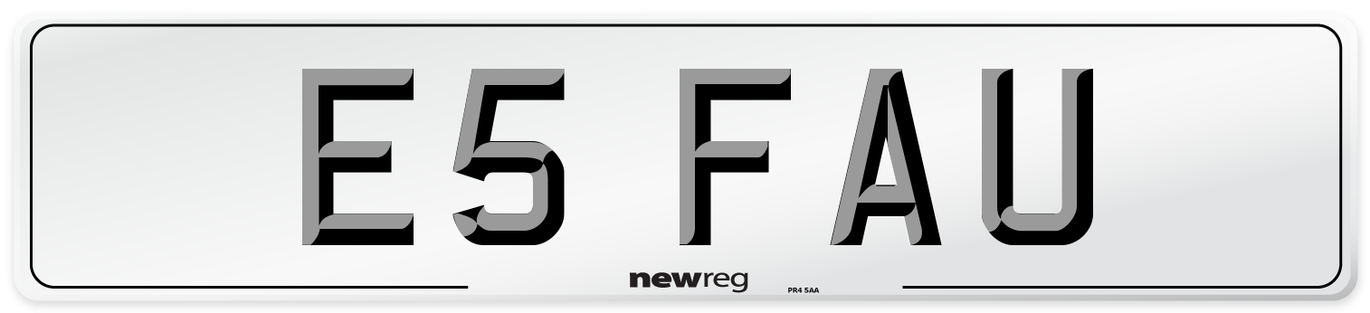 E5 FAU Number Plate from New Reg
